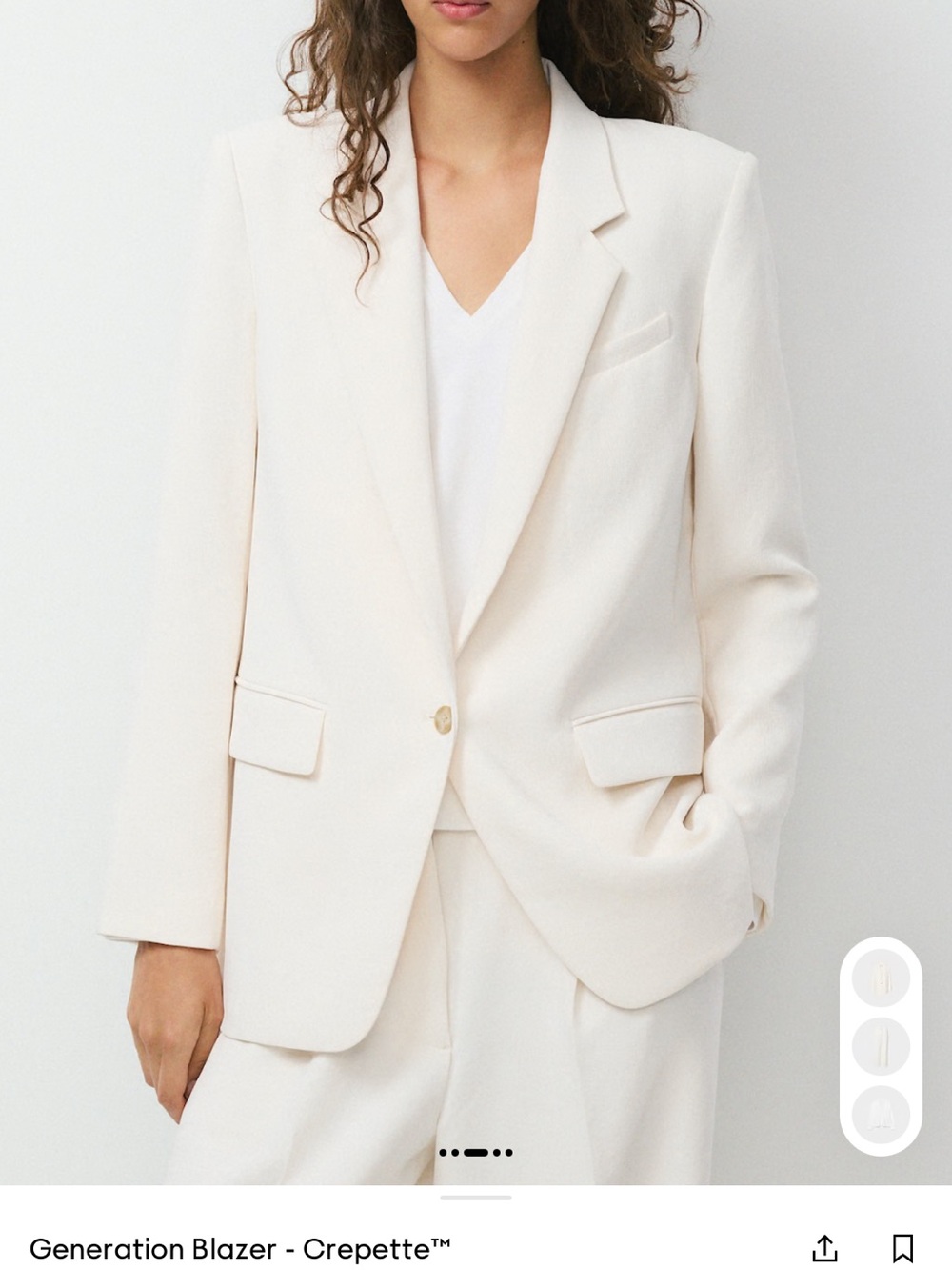 Aritzia Generation Blazer Crepette color light birch size small